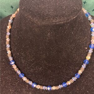 Elegant Blue & silver Beaded Necklace.